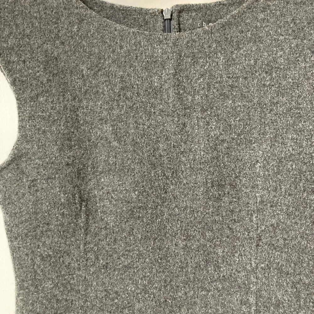 Theory | Classic Wool Blrnd Sleeveless Sheath Dress in Dark Gray - Picture 4 of 9